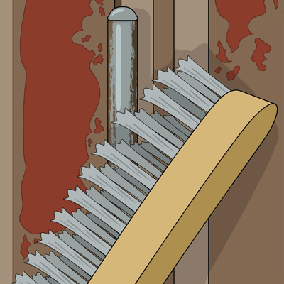 Ta bort ytlig rost från gångjärn och hörnbeslag